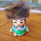 Handcrafted Hand Painted  Doll Rabbit Fur Hair Hat Mongolia  Little Man
