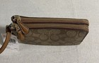 Coach Signature Khaki saddle Double Corner Zip Wallet Wristlet  new W tags 