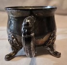 Vintage Silver Plated Footed Open Sugar Bowl - Ornate 3-legged With Heavy Patina
