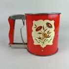 Vintage Androck Hand-i-sift Flour Sifter Red Handle Flower Usa Kitchen Farm