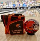 Cleveland Browns Viz-a-ball 14lb And Strikeforce  1 Ball Tote Bowling Bag  New