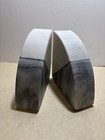 Set Of 2 Marble Book End Set Stone Carved Pair Heavy Art Deco Sturdy White Gray