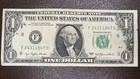 1977 One Dollar Bill Error  1 Offset Printing Federal Reserve Note  53627