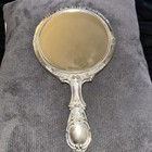 Vintage Antique 9    Silver Plated Ornate Vanity Hand Mirror 