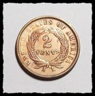 1865 Two Cent Piece Coin  Great Eye Appeal Sharp Xf     Au  19d53