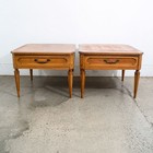 Mid Century Modern Nightstands End Side Tables Cherry Brass Single Drawer Mcm