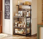 Bakers Rack With Power Outlet  Coffee Bar Table 4 Tiers  Kitchen Microwave Stand