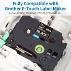 2pk Tze tz-335 Compatible For Brother P-touch Tze Label Tape White On Black 12mm