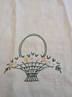 Vintage Linen Kitchen Dish Towel Embroidered Floral Design