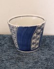 Vintage Japanese Soba Choko Blue   White Porcelain Cup  Tea  Sake  Geometric