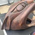 Solid Wood Large Hand Carved Brown Large Jaguar Cougar Panther Head Sculpture