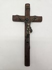 Vtg 12  Wooden Tree Bark Log Crucifix Jesus Christ Wall Cross Inri Metal 