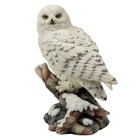 Snow Owl Perching On Branch Figurine