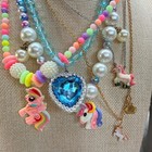 Huge Kids Jewelry Lot 60  Pcs Beaded Necklaces Bracelets Rings Disney Unicorn