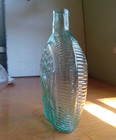 1840s Ribbed Louisville Double Eagle Historical Flask Open Pontil Pint Paperthin