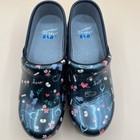 Dansko Lt Pro Patent Clogs Black Hero Nurse Print Size 38 Shoes Slip Resistant