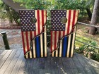 Thin Blue Line  American Flag Cornhole Board Wraps   Stickers   Easy To Apply  