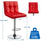 2pcs Height Adjustable Modern Bar Stools Swivel Pu Leather Bar Stool Chair  Red