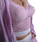 Vtg Pin Up Pointy Bra Girdle Waist Glam Rock Bombshell Pink Lacy Bow 46 Dd Lace