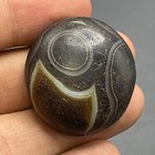 Ancient Natural Agate  Tibetan Lukmik Goat Eye         Banded Authentic Old Bead 
