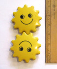 Vtg Ambi Toys Yellow Gears Rattle Happy Faces Holland