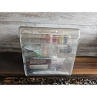 Vintage clear Large Plastic Sewing Box 2 Trays sewing Notions Included 1960 s