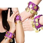 10 Pairs Belly Dance Wrist Ankle Cuff Arm Bracelet Gold Coins Hand Decoration Us