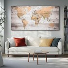 Canvas Wall Art 20   x40 lagre Map Of The World Painting Ready To Hang Framed W   