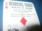 2  Vintage Pepsi Cola Collectible Coupon Winning Hand Ace Unstamped Soda Prop