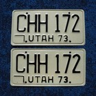1973 Utah License Plate Plates Pair   Set