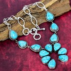Blue Turquoise Gemstone Handmade 925 Sterling Silver Dainty Necklace Jewelry