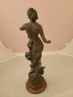 French Art Nouveau Antique Sculpture Young Lady With Wand  Signed J  Causse