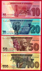 2020 Zimbabwe 4 Unc Notes  10   20   50    100 Various Prefixes   Serial Numbers