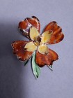 Vintage Mid Century Orchard Brooch  Enamel  Gold Tone 3d Design