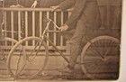 Early 1900 s Cabinet Card  9 People  Two Bicycles  Posing On Porch  7  X 5  