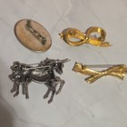Vintage Rhinestone Brooch   Pin Mixed Lot Of 4 Unicorn   Bow Multicolor
