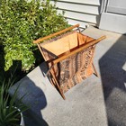 Vintage Folding Wood And Fabric Knitting Craft Basket Caddy Tote Floral Free Shi