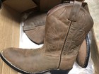 Vintage Acme Crazy Horse Youth Cowboy Boots Brown Leather Size 3d Western Usa