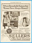 1918 Sellers Elwood In Kitchen Cabinet Cupboard Flour Housewife 15 Features Ad