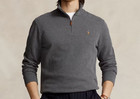 Nwt Polo Ralph Lauren Heather Gray Half-zip Sweater Men s Xl Brown Pony Logo