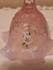 Fenton Handpainted Pink Opalescent Scalloped Floral Signed Bell