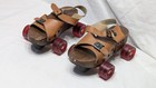 Vintage Pair Of 1970 s Walkie Rollie Wood Platform Sandal Roller Skates - Used