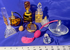 Lot Of 7 Vintage Glass Perfume Bottles     Pressed Cut   Art Glass Vanity D  cor