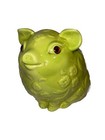 Rare Large Vintage      Ceramic Piggy Bank Green Chartreuse Glass Fun