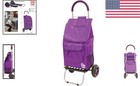 Trolley Dolly Purple Foldable Shopping Cart With Heavy Duty Wheels   7 Pockets