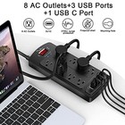 Surge Protector Power Strip   8 Outlets  4 Usb  6ft Flat Plug Cord  Etl Listed