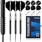  Tungsten Darts 23g Steel Tip steel Tip Darts Set With Pc Shafts   Black