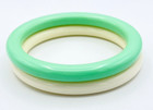 Set Of Two Vintage Acrylic Bangle Bracelets Green Cream