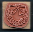 Holly Wreath Leaves Christmas Holiday Gift Tag New Wood Mount Craft Rubber Stamp