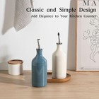 Sweejar Ceramic Olive Oil Dispenser Bottle Set  Opaque Cruet Beigefogblue 